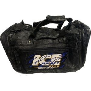 Vintage 80s or 90s Budweiser Bud Ice beer promotional leather duffle bag.
